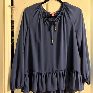 EUC Lilly Pulitzer Tensley Navy Blouse size S